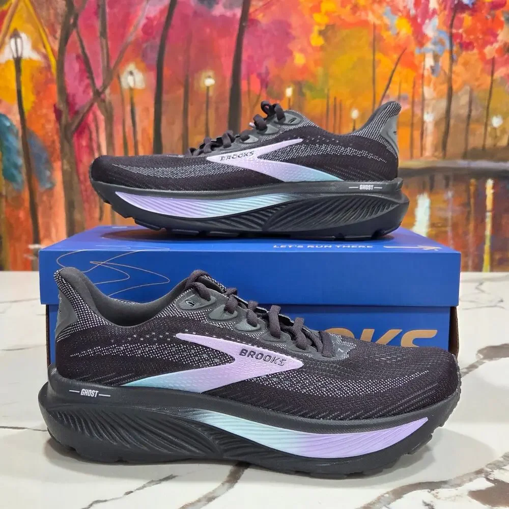 Brooks Ghost 17 Grey Clearwater Purple Size 6.5 Women's Running 120431 1B 081 - Picture 1 of 8